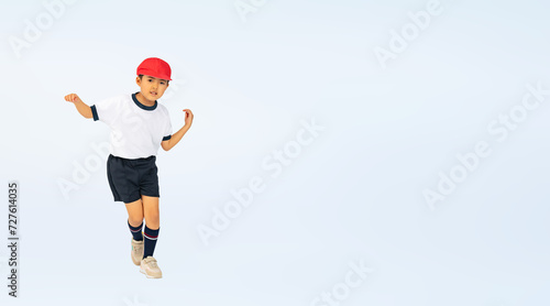 ダンスする体操服を着た男の子（切り抜き背景透過PNGも販売しております。作成者リンクから「PNG」で検索してください） © metamorworks