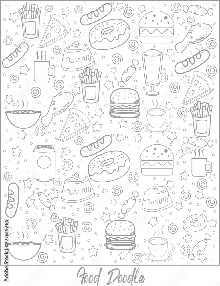 Food Doodles for Restaurant Wall Food Doodles for Restaurant Wall