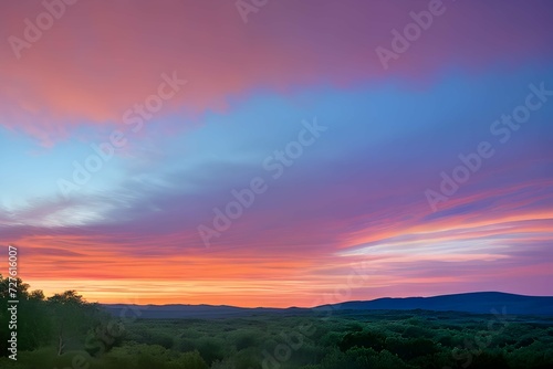 地平線と美しい夕焼けの風景 © sky studio