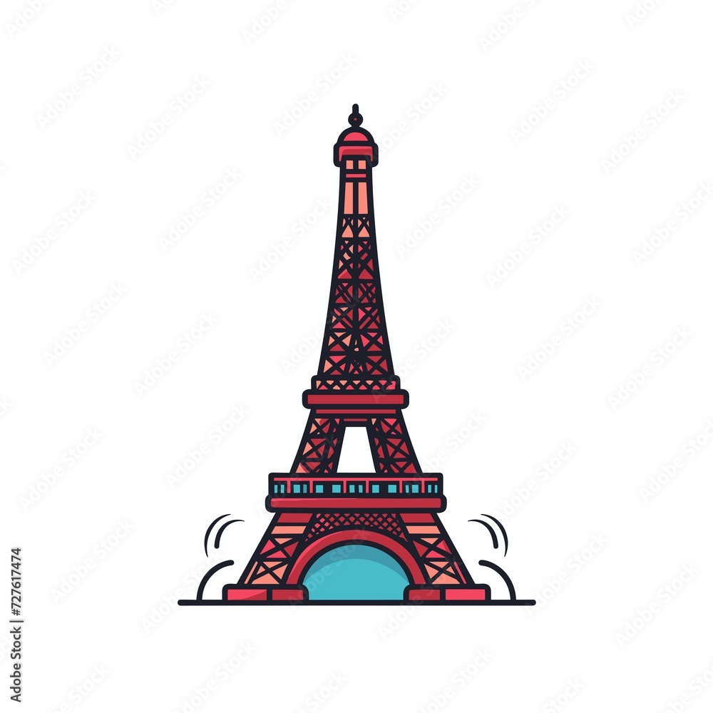 Obraz premium Vector eiffel tower cartoon icon illustration