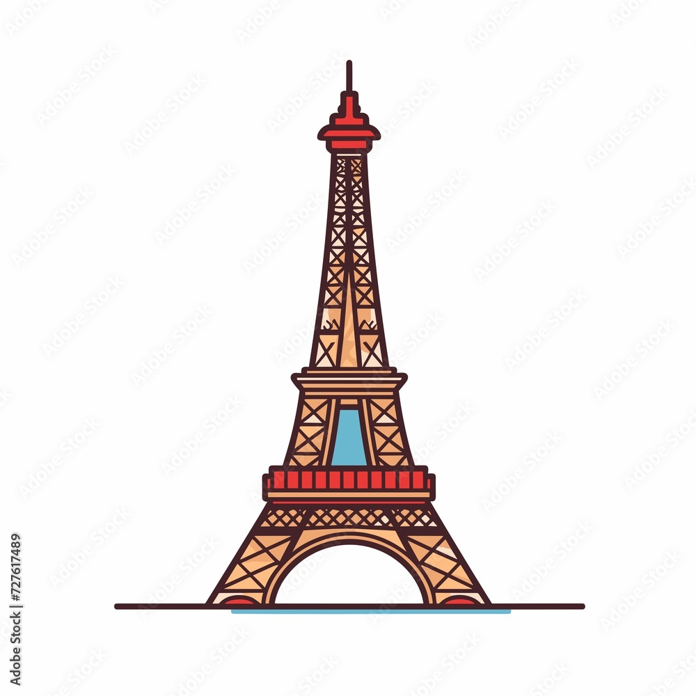 Obraz premium Vector eiffel tower cartoon icon illustration