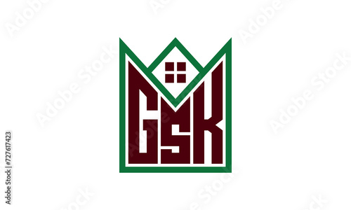 GSK initial letter real estate builders logo design vector. construction ,housing, home marker, property, building, apartment, flat, compartment, business, corporate, house rent, rental, commercial photo