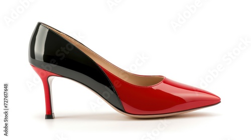 Elegant Red High Heel Shoes with Black touch