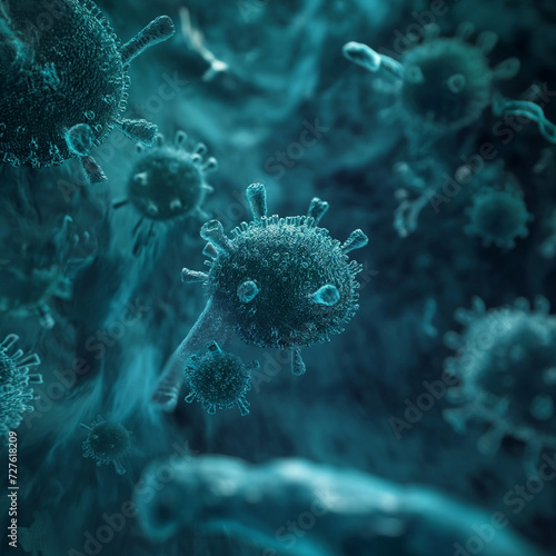 Germs under a microscope  © zenzali