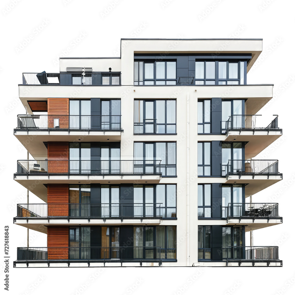 A Stylish Condominium Complex.. Isolated on a Transparent Background. Cutout PNG. A Stylish Condominium Complex.. Isolated on a Transparent Background. Cutout PNG.