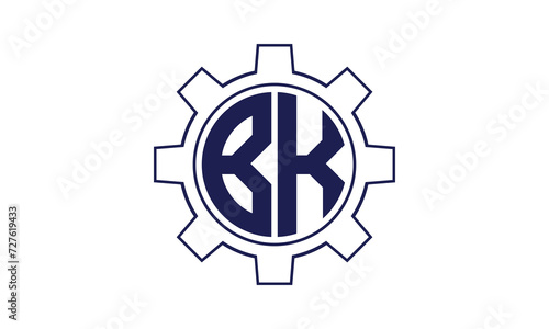 BK initial letter mechanical circle logo design vector template. industrial, engineering, servicing, word mark, letter mark, monogram, construction, business, company, corporate, commercial, geometric