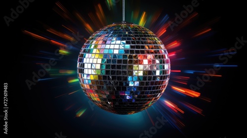 Disco ball close-up. Luminous reflective ball for entertainment, sparkling effect. A nightclub or a party.