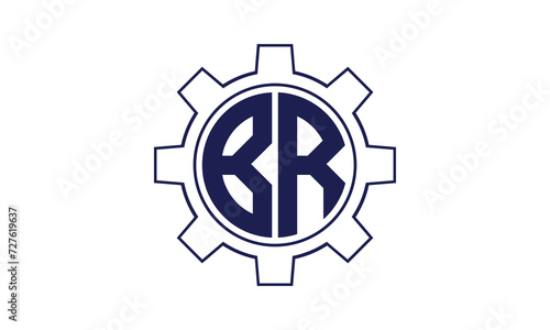 BR initial letter mechanical circle logo design vector template. industrial, engineering, servicing, word mark, letter mark, monogram, construction, business, company, corporate, commercial, geometric