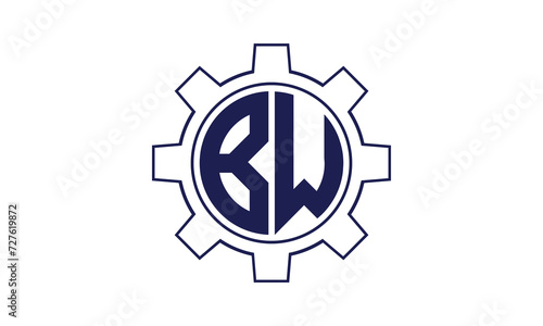 BW initial letter mechanical circle logo design vector template. industrial  engineering  servicing  word mark  letter mark  monogram  construction  business  company  corporate  commercial  geometric