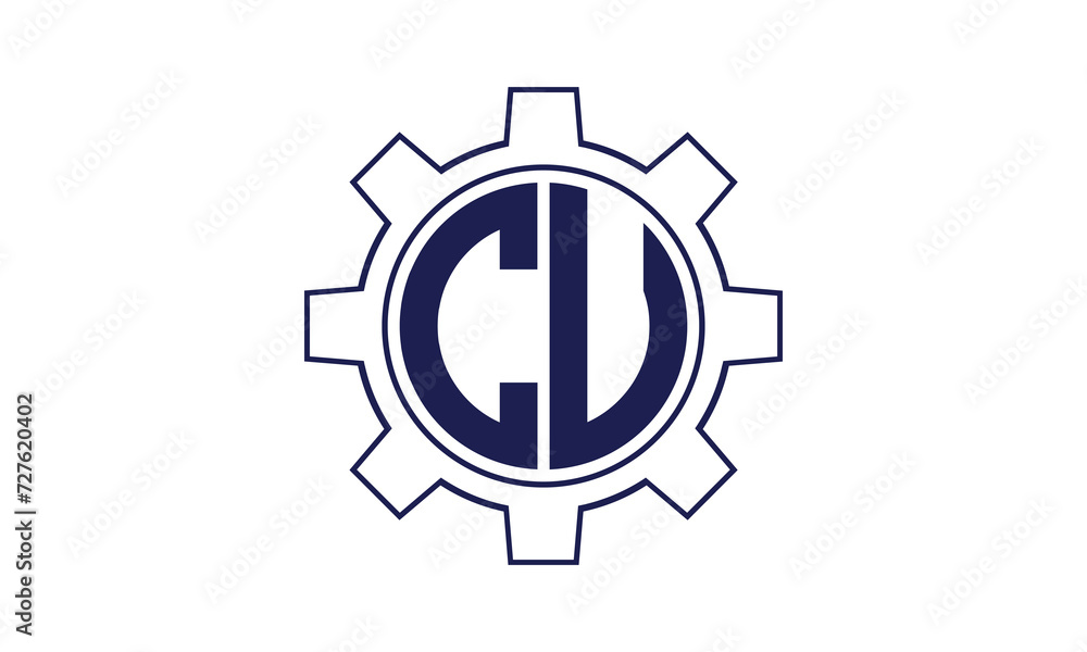 CU initial letter mechanical circle logo design vector template. industrial, engineering, servicing, word mark, letter mark, monogram, construction, business, company, corporate, commercial, geometric