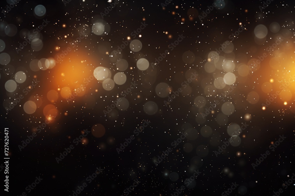 A blurry backdrop with sprinkles and golden hue with full empty space, Generative AI.