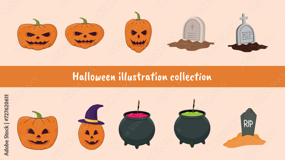 Halloween Collection Illustration Vector Set Halloween Collection Illustration Vector Set