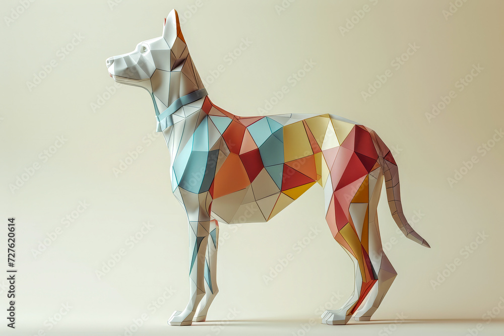 Obraz premium Geometric illustration of a dog in pastel tones. 