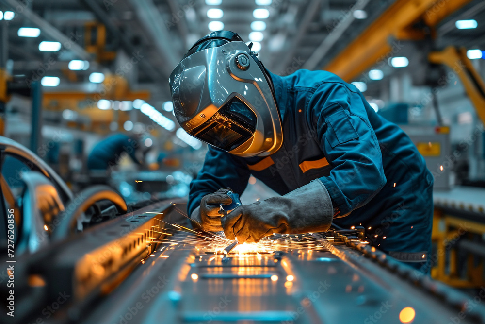 Industrial Welder Working with Protective Gear in a Workshop
Industrial Welder Working with Protective Gear in a Workshop