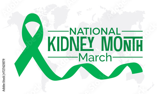 National Kidney Month Observed every year of March, Medical Awareness Vector banner, flyer, poster and social medial template design.