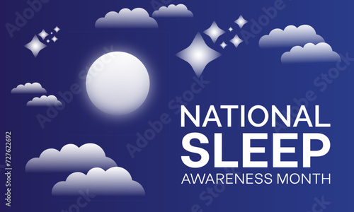 National Sleep Awareness Month Observed every year of March, Mental Health Vector banner, flyer, poster and social medial template design.