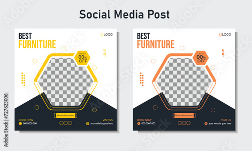 Modern furniture sales creative social media post design template. furniture sale square post design, editable banner design. 