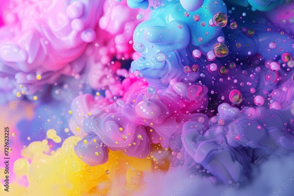 Fototapeta premium Abstract fantasy sky with neon clouds in a variety of colors. Generative AI