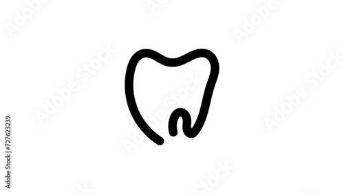 Dentist logo, tooth line, black isolated silhouette