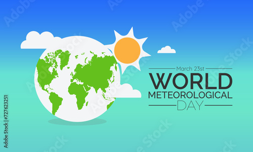 World Meteorological Day Observed every year of March 23rd, Vector banner, flyer, poster and social medial template design.