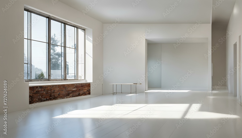 Fototapeta premium 空の部屋。 光が差し込む。白い壁｜empty room. Light shines in. white wall. Generative AI