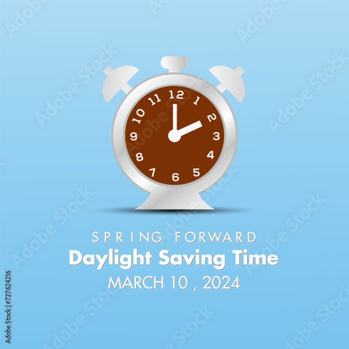 Daylight Saving Time begins Observed every year of March, Daylight Concept Vector banner, flyer, poster and social medial template design.