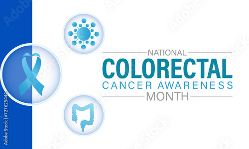Fototapeta Naklejka Na Ścianę i Meble -  National Colorectal Cancer Awareness Month Observed every year of March, Medical Awareness Vector banner, flyer, poster and social medial template design.