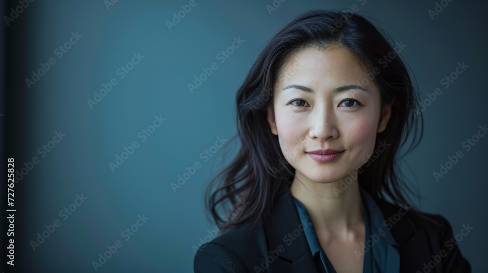 Confident Japanese businesswoman portrait at her office with copy space Confident Japanese businesswoman portrait at her office with copy space