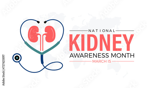 National Kidney Month Observed every year of March, Medical Awareness Vector banner, flyer, poster and social medial template design.