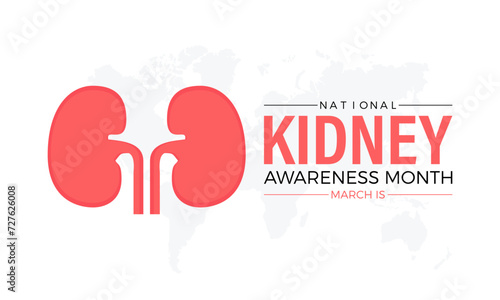National Kidney Month Observed every year of March, Medical Awareness Vector banner, flyer, poster and social medial template design.
