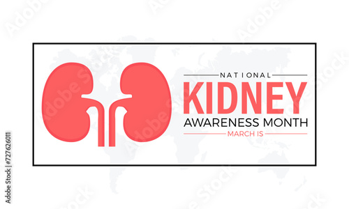 National Kidney Month Observed every year of March, Medical Awareness Vector banner, flyer, poster and social medial template design.