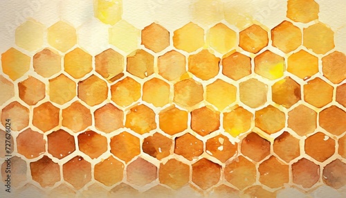Artistic Glowing Honeycomb Background in Watercolor Style