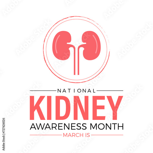 National Kidney Month Observed every year of March, Medical Awareness Vector banner, flyer, poster and social medial template design.