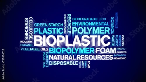Bioplastic animated tag word cloud;text design animation kinetic typography seamless loop. photo