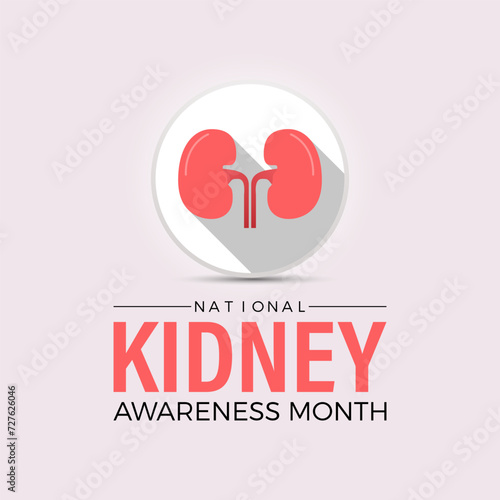National Kidney Month Observed every year of March, Medical Awareness Vector banner, flyer, poster and social medial template design.