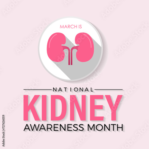 National Kidney Month Observed every year of March, Medical Awareness Vector banner, flyer, poster and social medial template design.