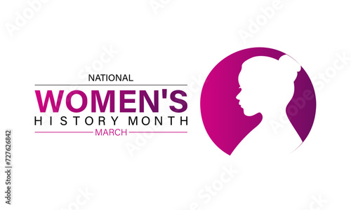 National Women's History Month celebrated every year of March, Women's right Vector banner, flyer, poster and social medial template design.