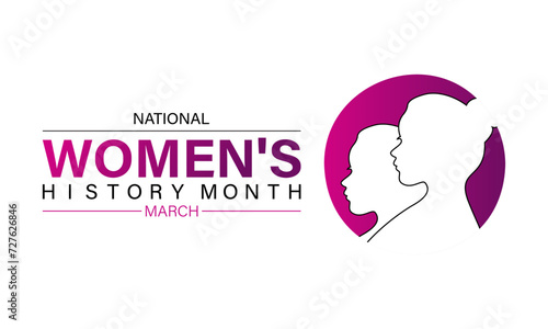 National Women's History Month celebrated every year of March, Women's right Vector banner, flyer, poster and social medial template design.