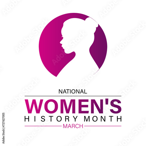 National Women's History Month celebrated every year of March, Women's right Vector banner, flyer, poster and social medial template design.