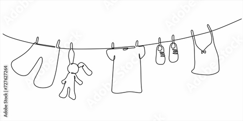 continuous line drawing of clothing vector illustration