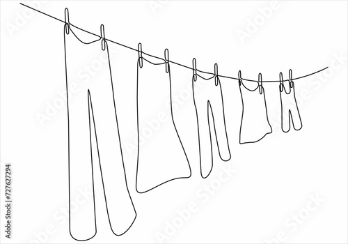 continuous line drawing of clothing vector illustration