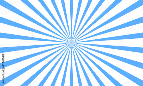 sunburst vector blue background with copyspace isolated on white backdrop. retro sunray copy space. Starburst for illustration