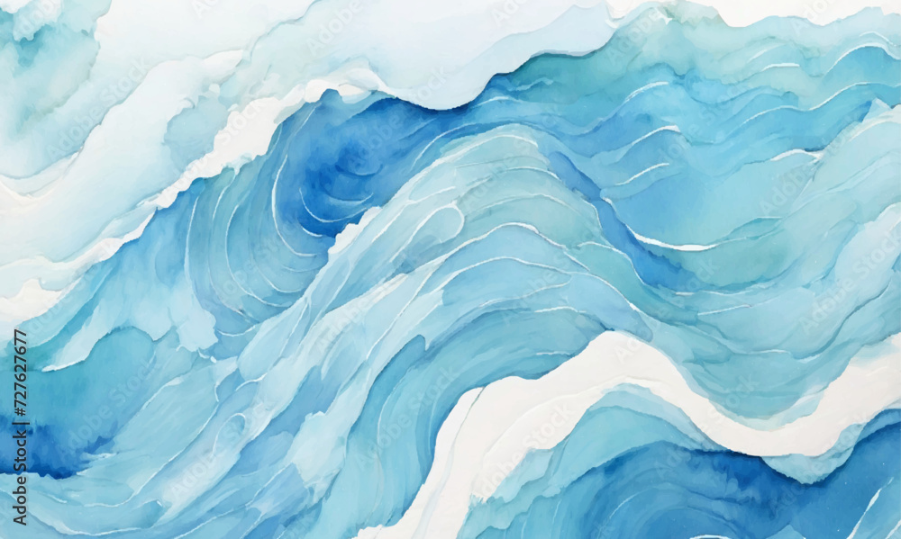 Vector ocean watercolor soft blue and white wavey curve line background ...