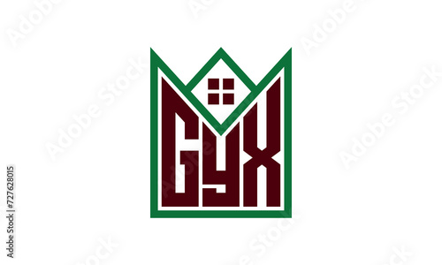 GYX initial letter real estate builders logo design vector. construction ,housing, home marker, property, building, apartment, flat, compartment, business, corporate, house rent, rental, commercial photo