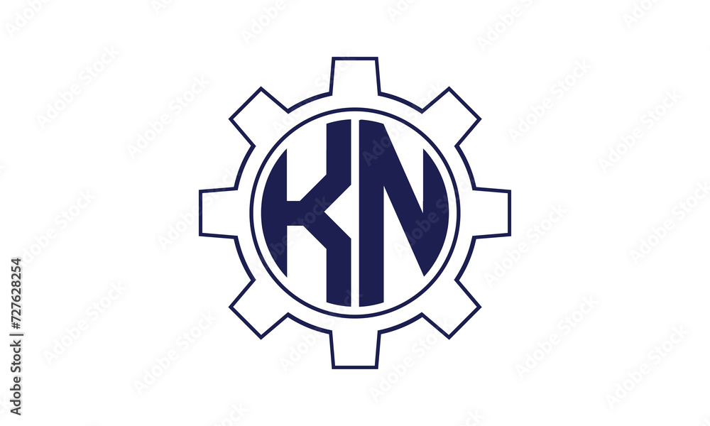KN initial letter mechanical circle logo design vector template. industrial, engineering, servicing, word mark, letter mark, monogram, construction, business, company, corporate, commercial, geometric