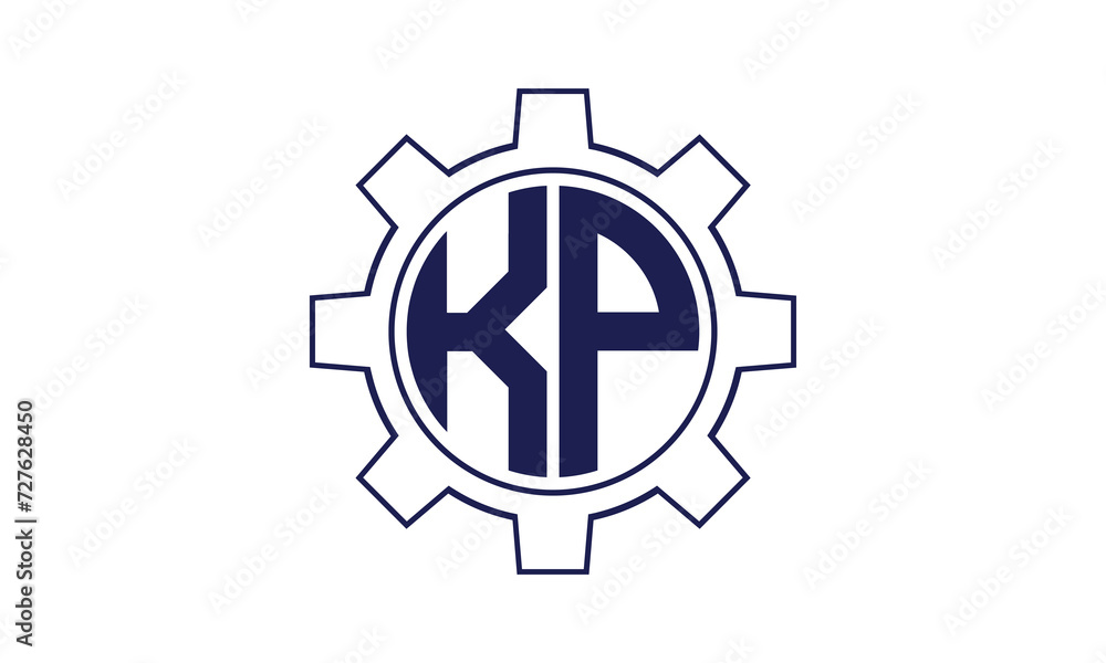 KP initial letter mechanical circle logo design vector template. industrial, engineering, servicing, word mark, letter mark, monogram, construction, business, company, corporate, commercial, geometric
