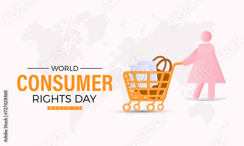 World Consumer Rights Day Observed every year of March 15, Business Store Vector banner, flyer, poster and social medial template design.