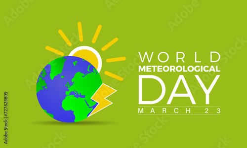 World Meteorological Day Observed every year of March 23rd, Vector banner, flyer, poster and social medial template design.