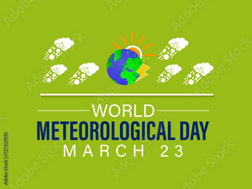 World Meteorological Day Observed every year of March 23rd, Vector banner, flyer, poster and social medial template design.