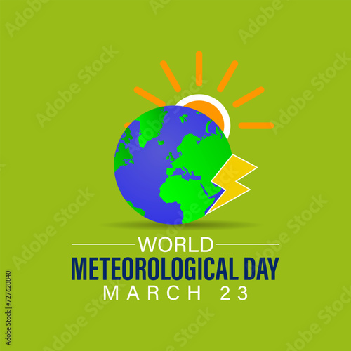 World Meteorological Day Observed every year of March 23rd, Vector banner, flyer, poster and social medial template design.